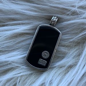 David Yurman Silver Stone Tag Black Onyx Pendant